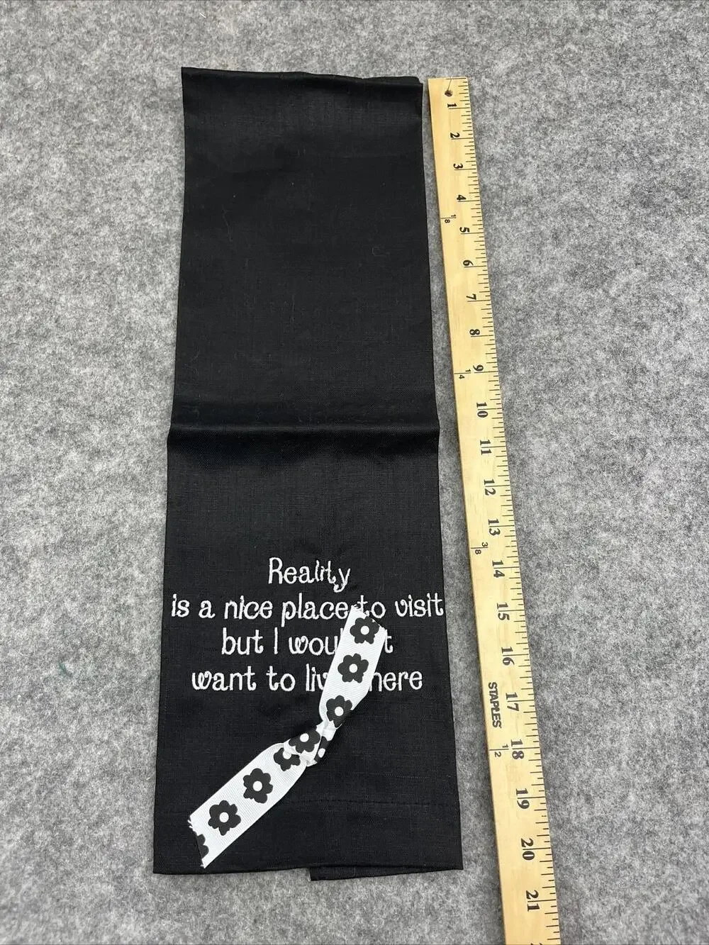 Mud Pie Nouveau Linen Towel Funny Reality Quote Kitchen Decor Black 22x14 Gift